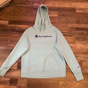 Teal blue Champion hoodie, women’s size large